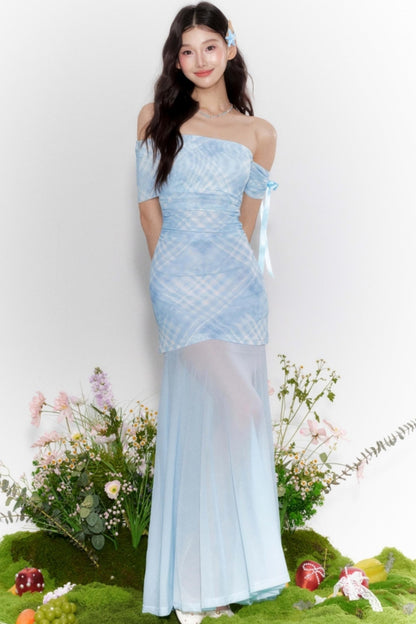 Sheer One-Shoulder Tulle Dress