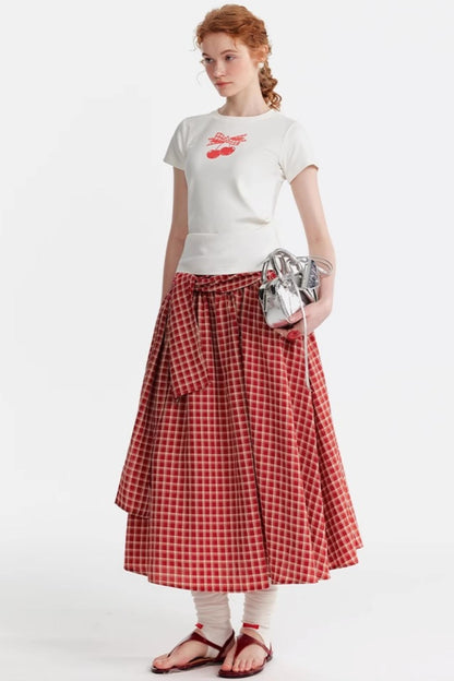 Pink Cherry Print Halter Skirt Set-Up