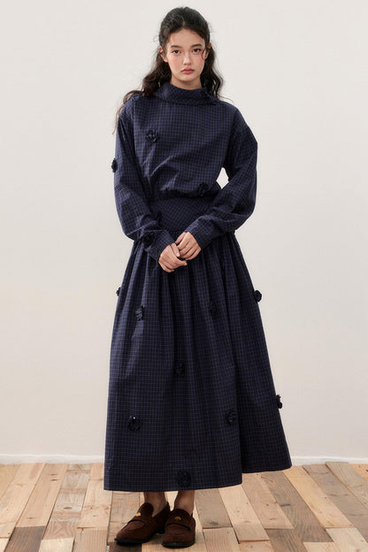 Three-Dimensional Plaid Shirt Dress