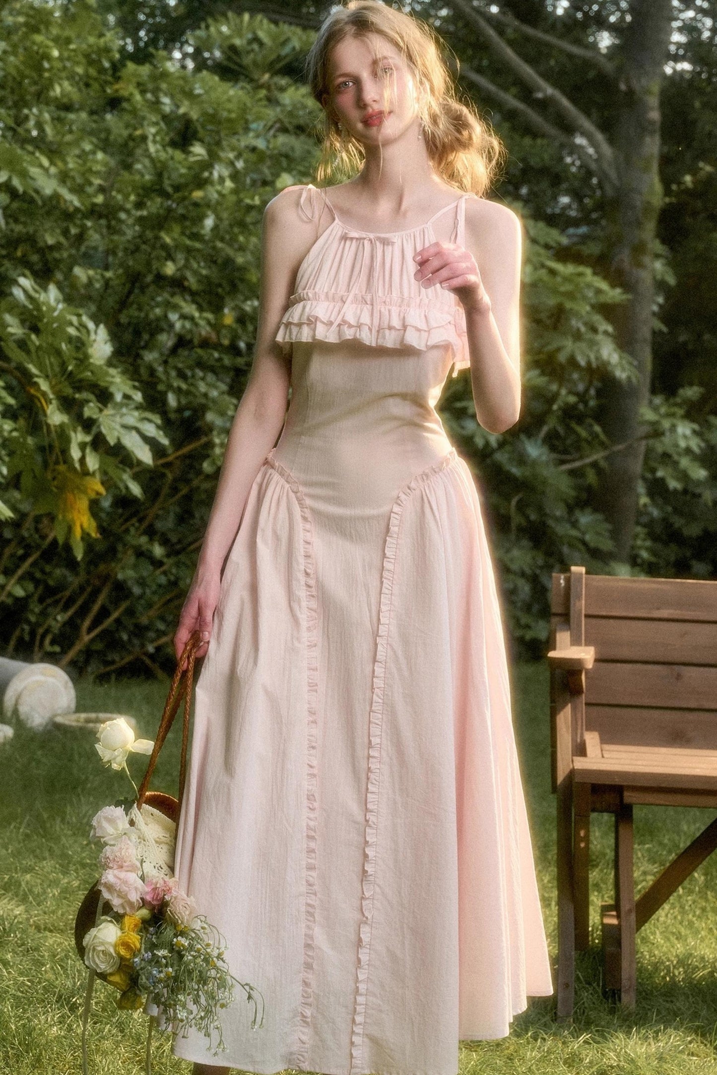 Rose Sea Halterneck Long Skirt