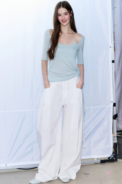 Double-Layer Tie-Waist Top
