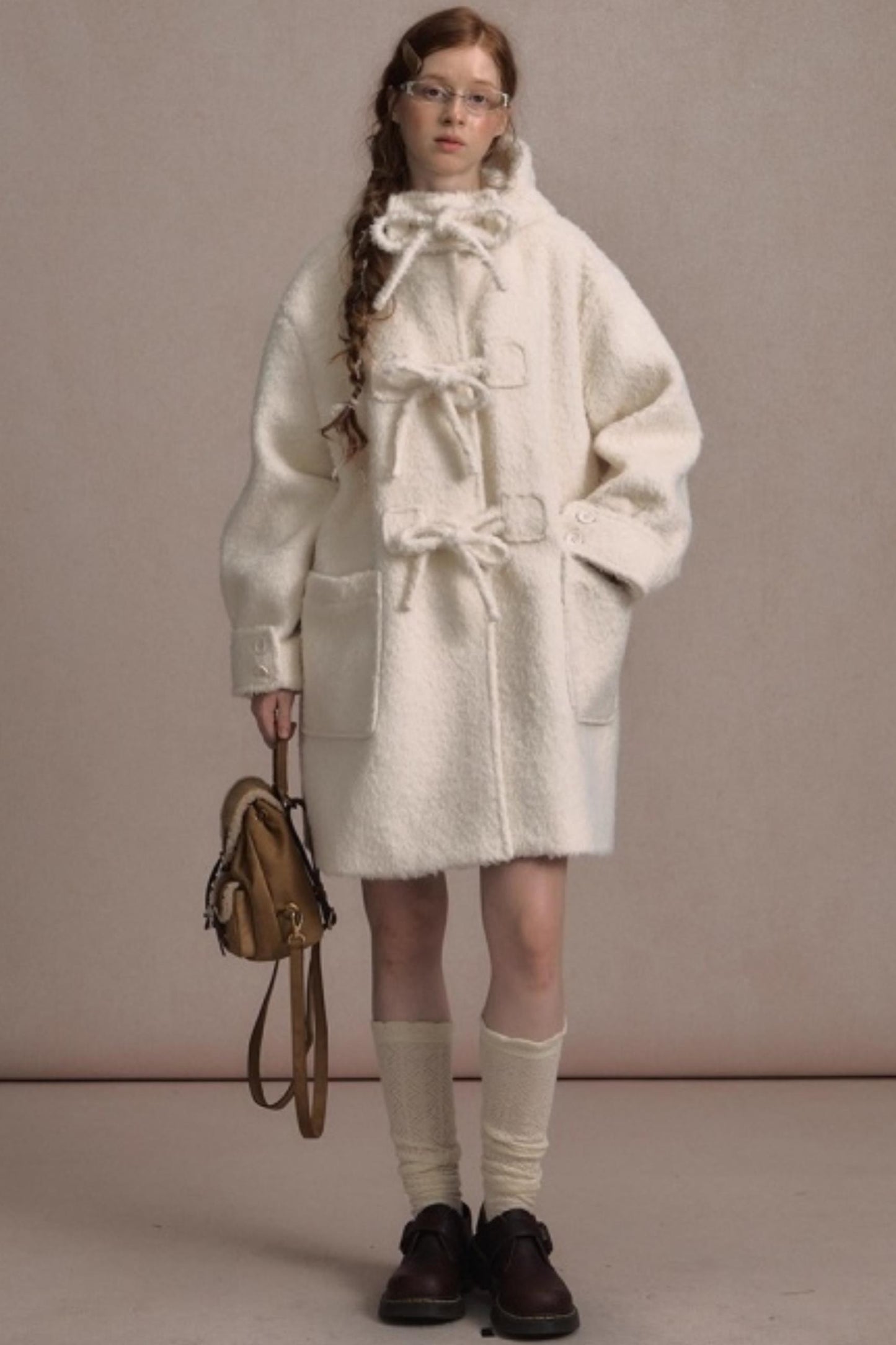 College Hooded Thick Woolen Jacket