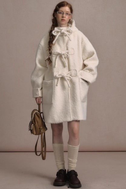 College Hooded Thick Woolen Jacket