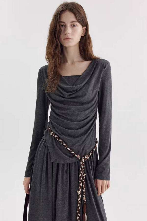 Asymmetrical Stacked Collar Blouse