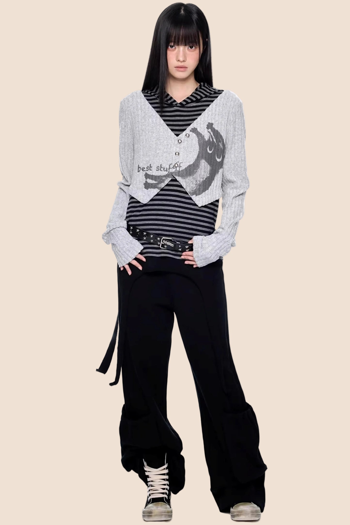 Striped Hooded Knit Sweater