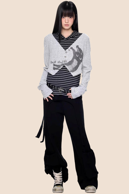 Striped Hooded Knit Sweater