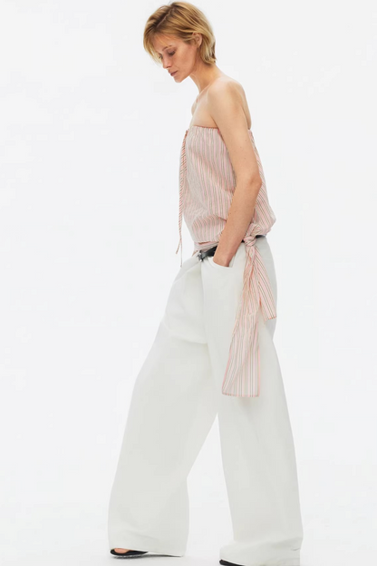 Lightweight Striped Tie-Front Top