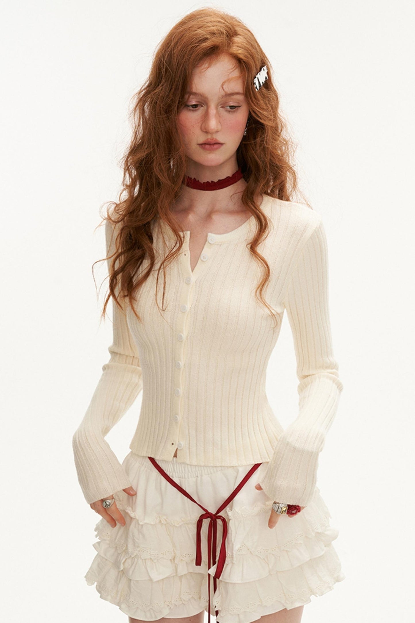 Slim Lace Knitted Top Set-Up