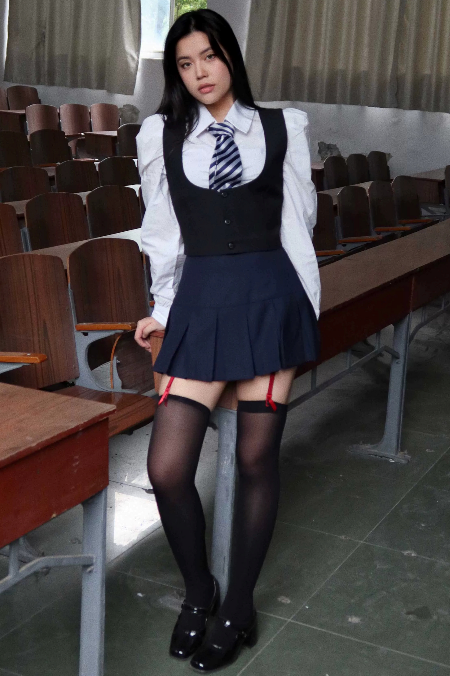 School Girl Pleated Skirt Suit Set-Up