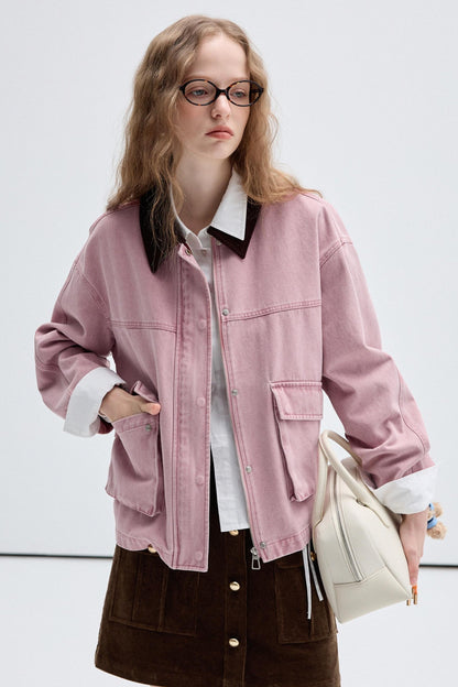 Workwear Style Retro Denim Jacket