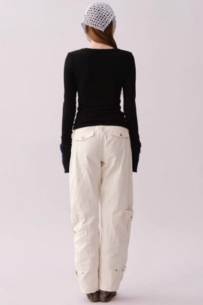 Retro Cotton Wide-Leg Pants