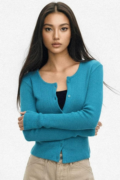 Peacock Blue Crew Neck Sweater