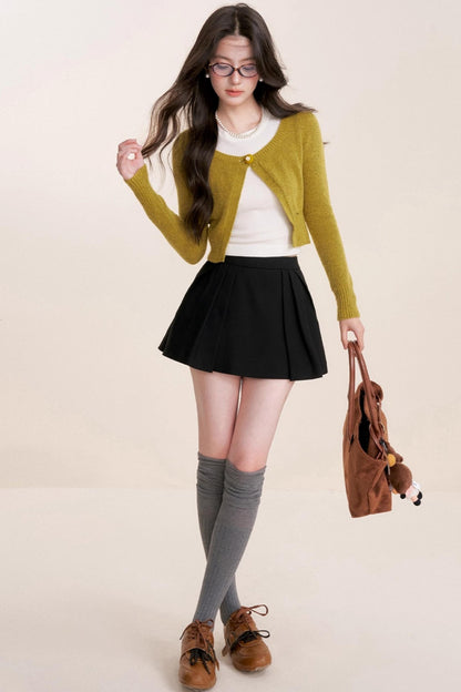 Cashmere Wool Crew Neck Knit Coat