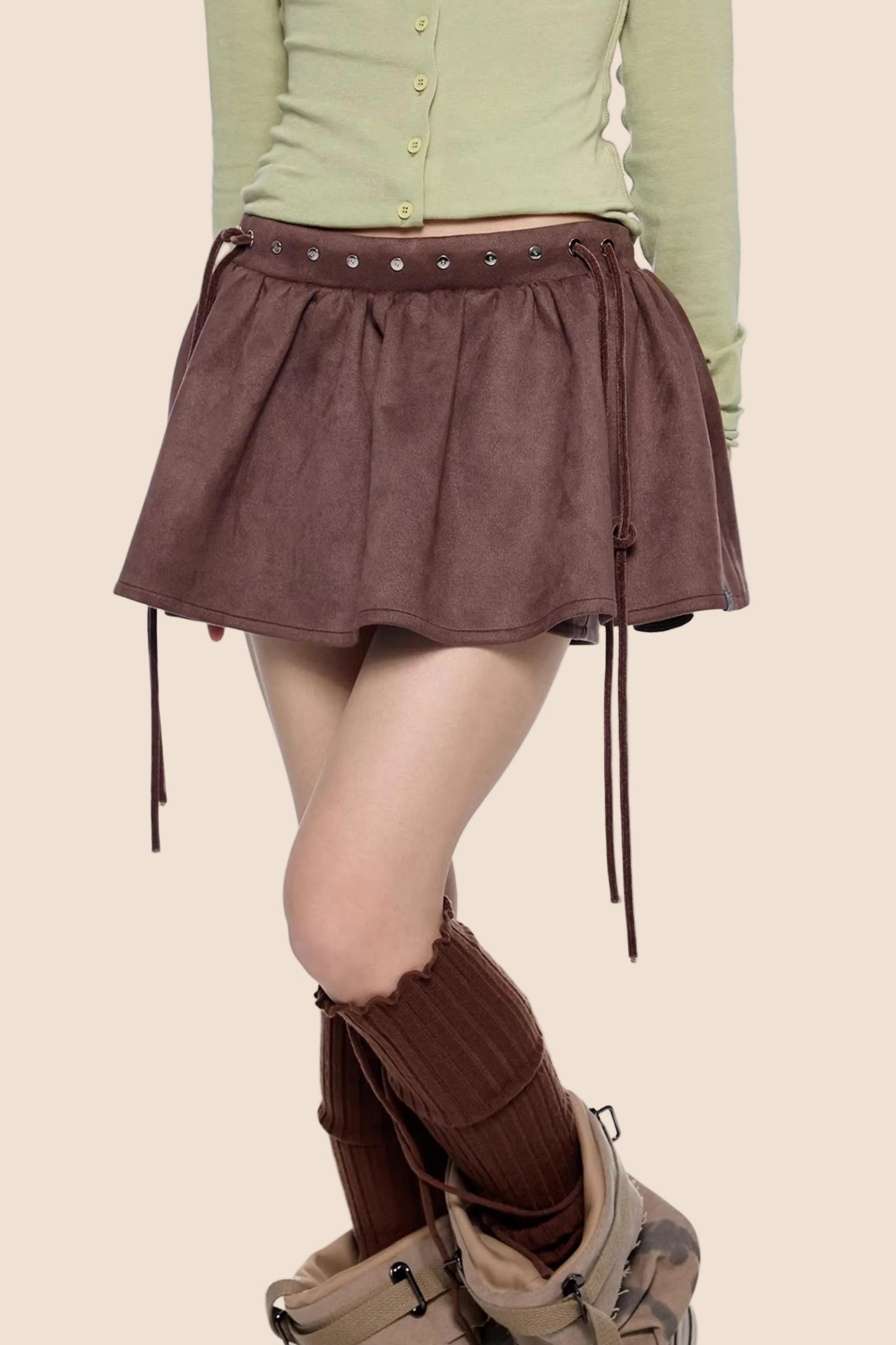 Faux Wildleder Blumenrock