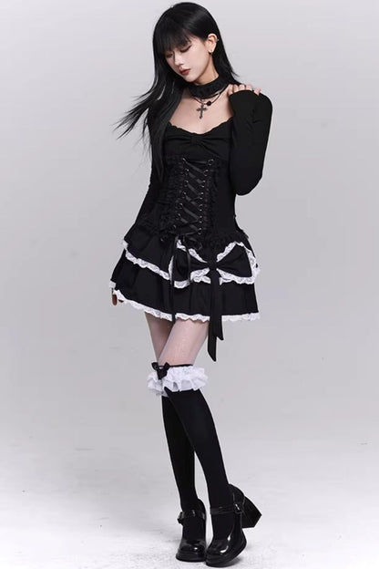 Black Puffy Cake Skirt