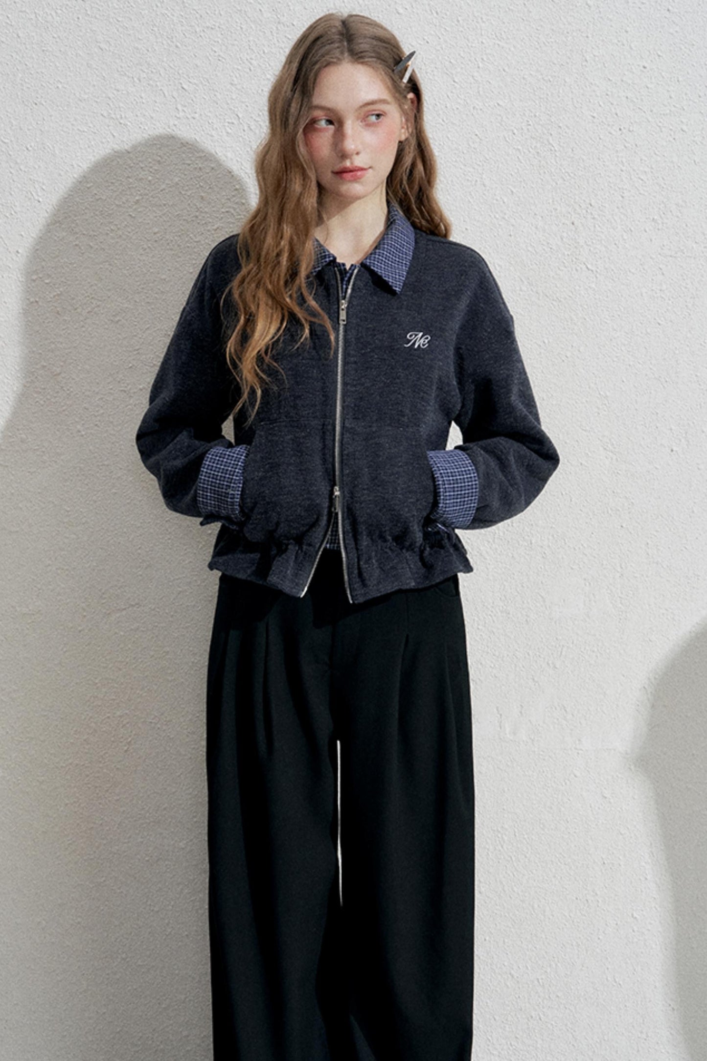 Blue Plaid Patchwork Jacket