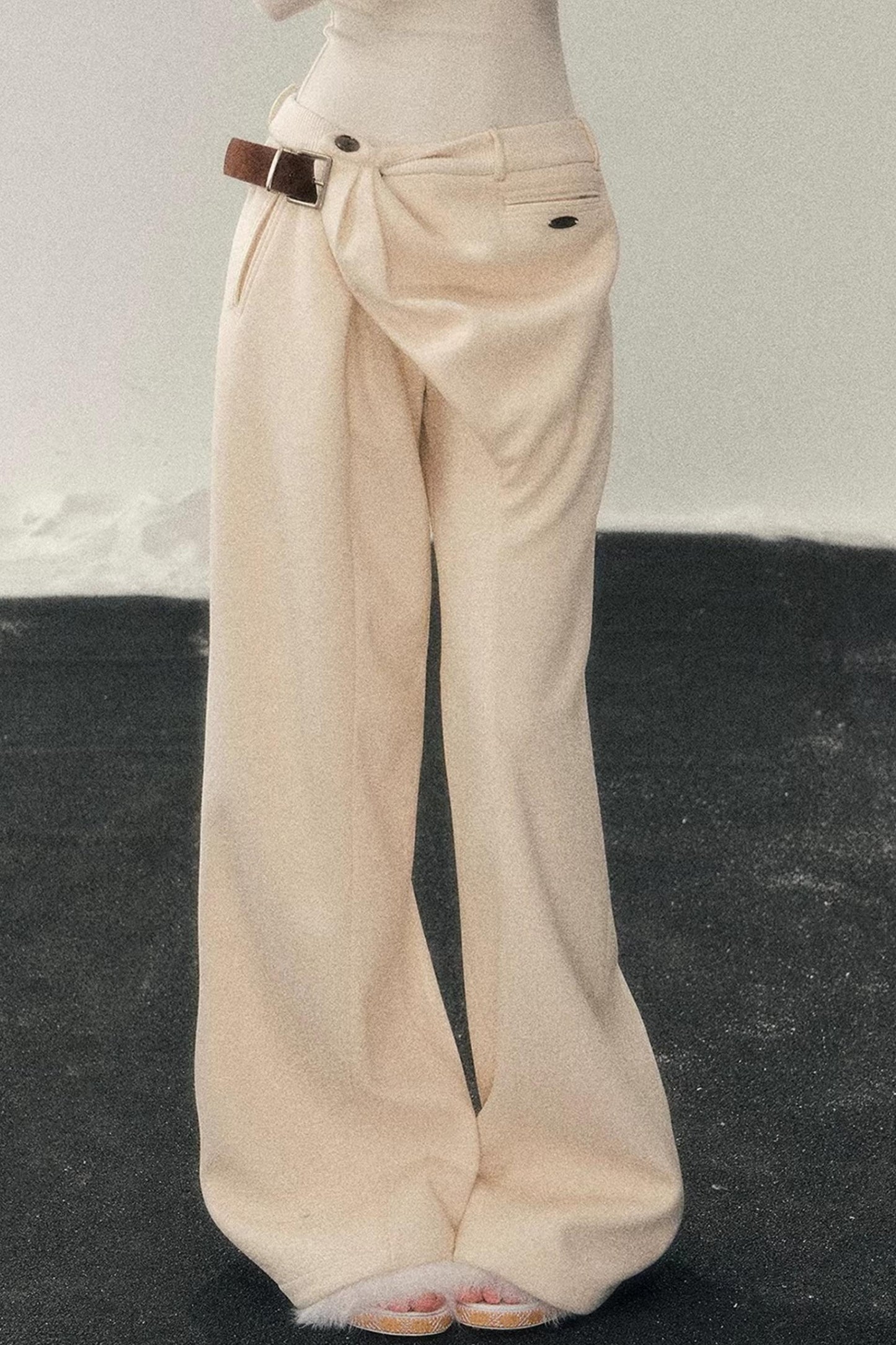 Fleece-Lined Wide-Leg Pants