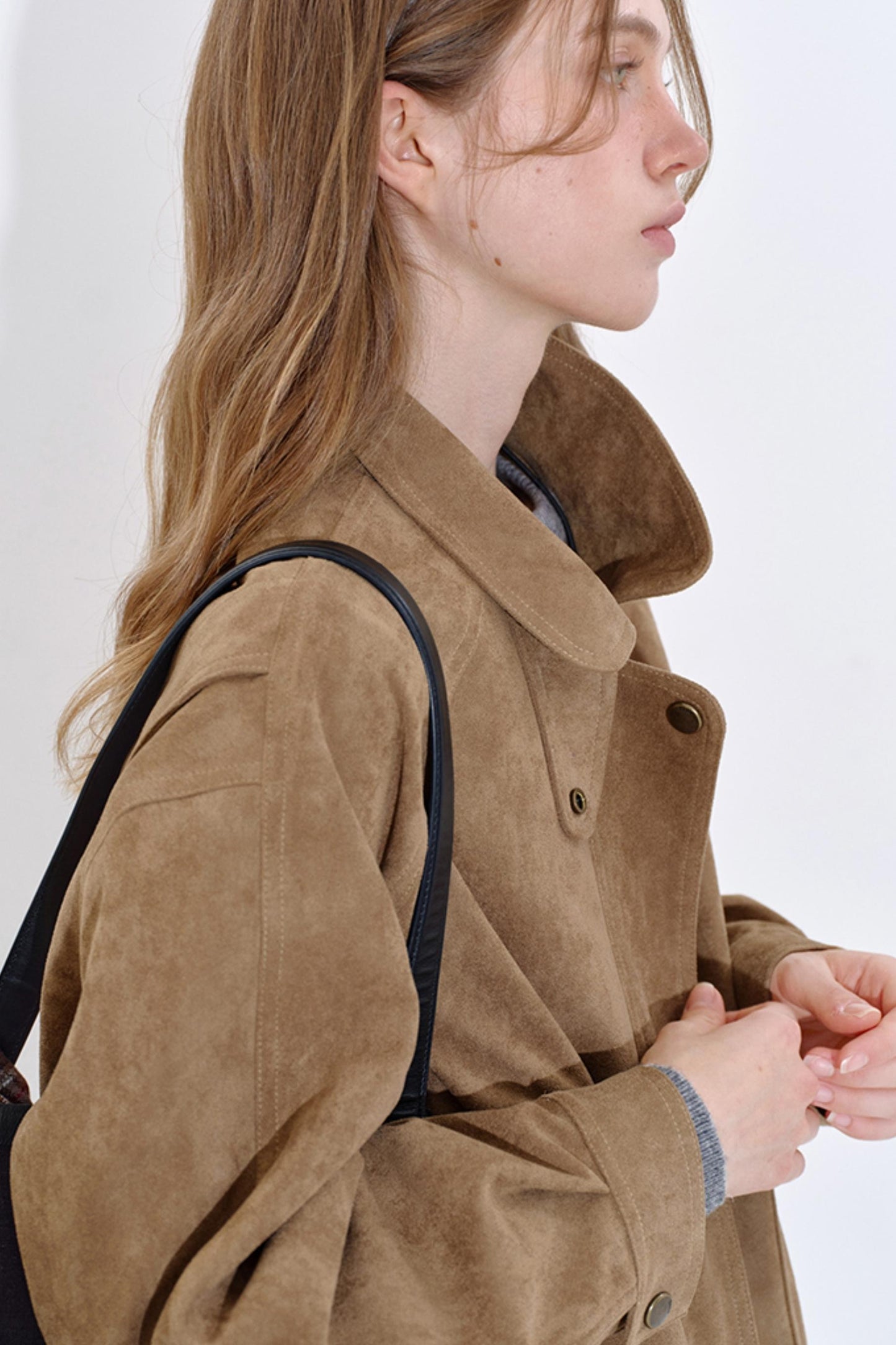 Soft Mist Khaki Suede Leather Jacket