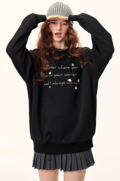 Letter Embroidered Winter Sweater