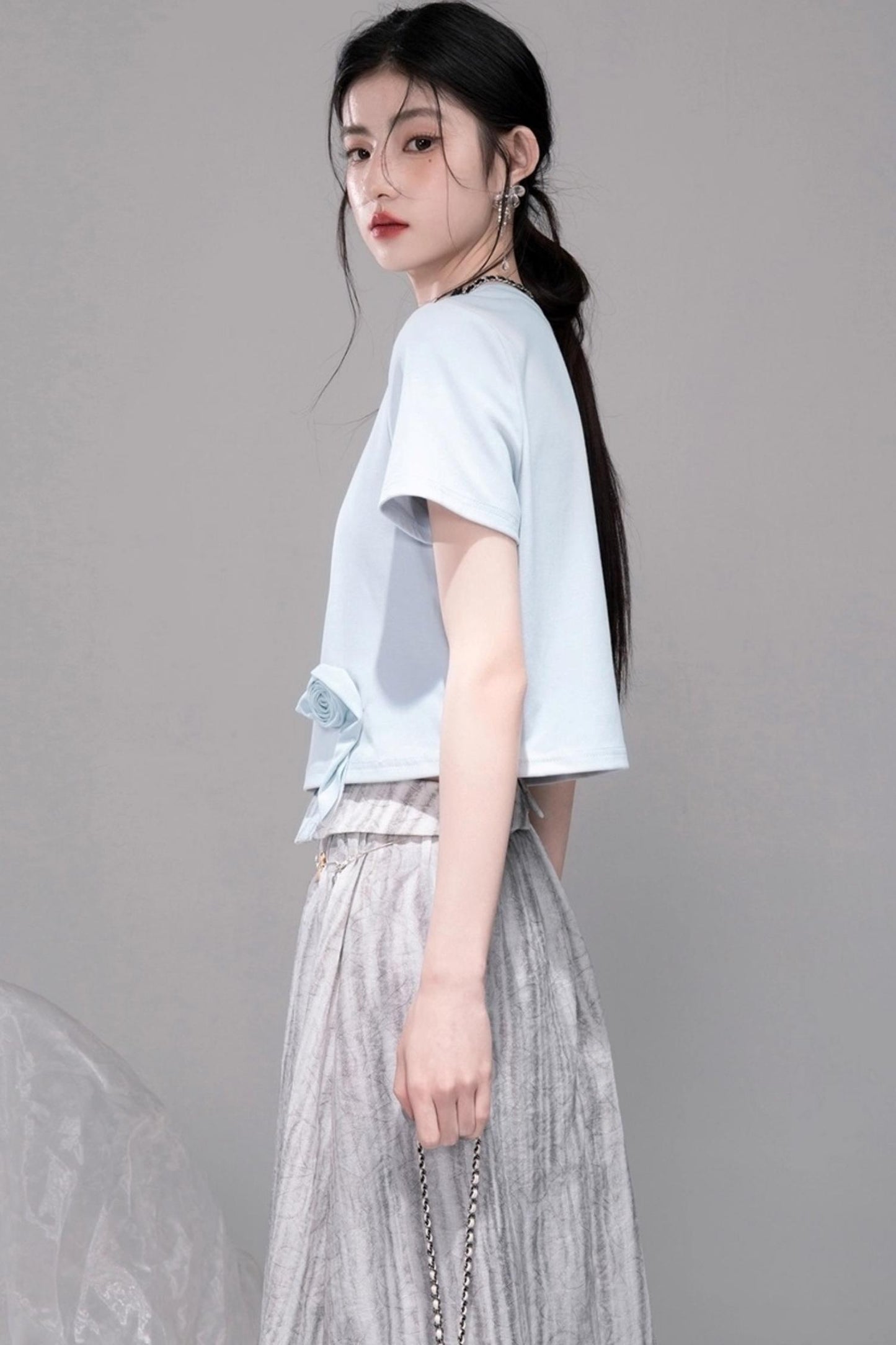 Smudge Art Sheer Print Skirt