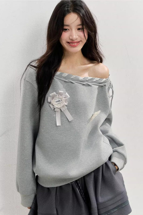 Gray Shoulder Sweatshirt