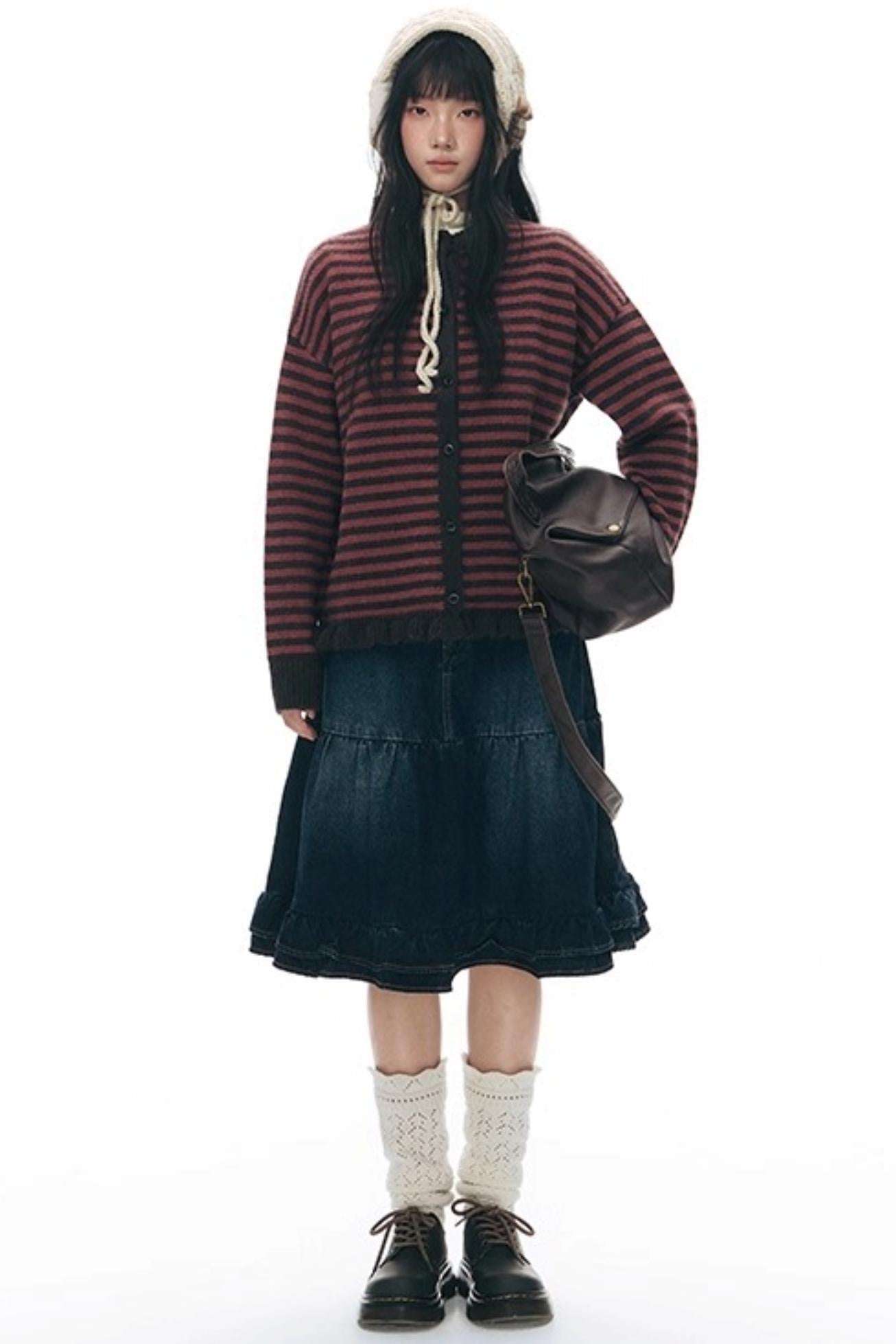 Vintage Striped Sweater Cardigan