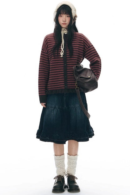 Vintage Striped Sweater Cardigan