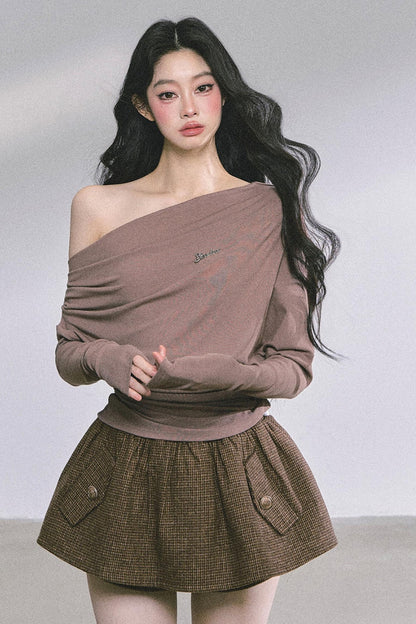 Melbourne Korean Slanted Shoulder T-shirt