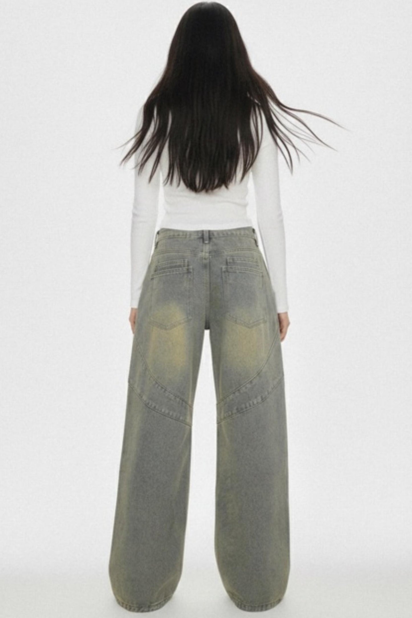 Retro Distressed Scimitar Jeans