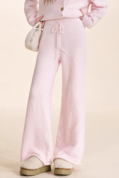 Velvet Contrast Lapel Cardigan Set-Up