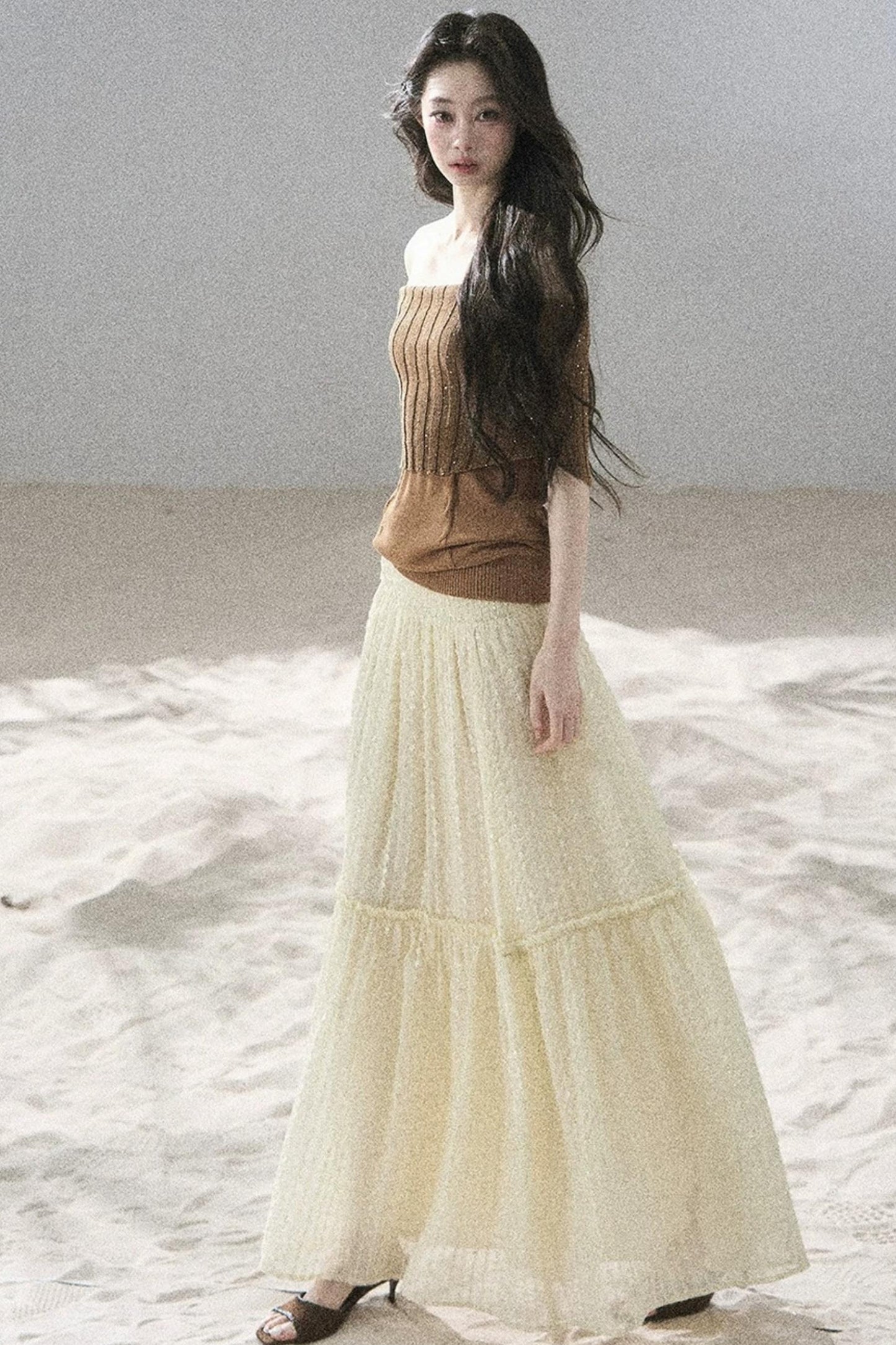 Youthful Off-Shoulder Knit Top