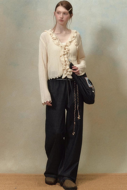 Elastic Wide Leg Jeans