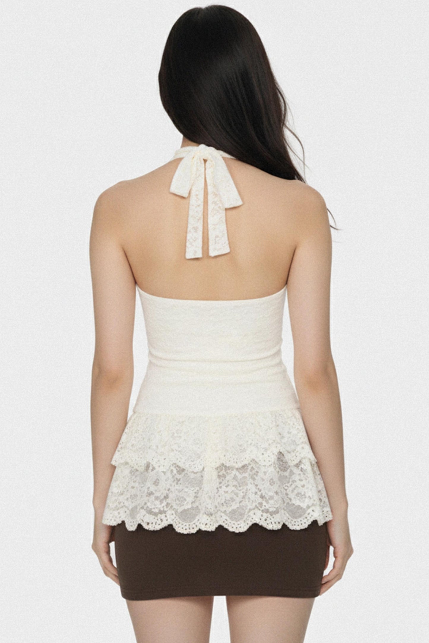 White Lace Backless Top
