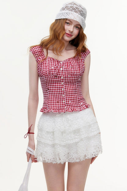 Vintage V-Neck Cotton Blouse