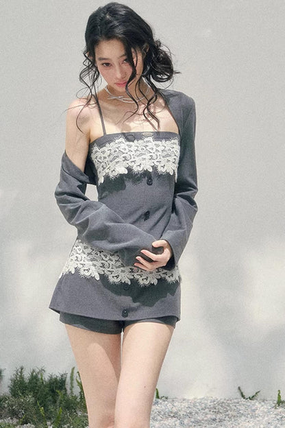 Eye-Catching Lace Spring Vest Set-Up