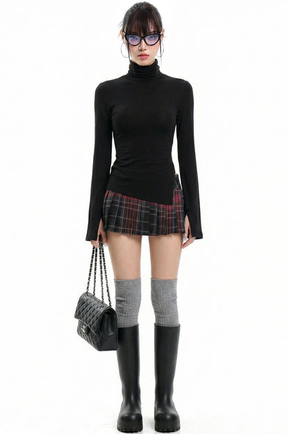 Black Rhinestone High Neck Top