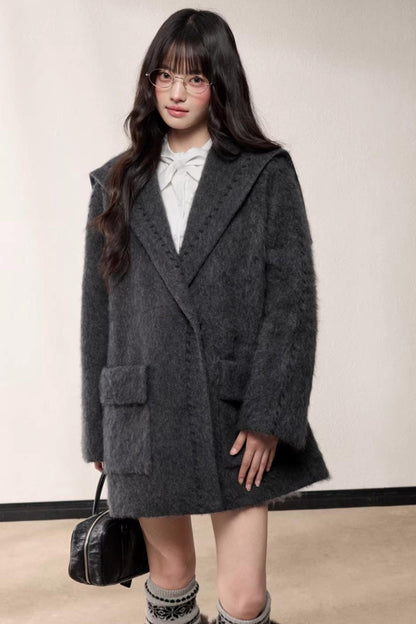 Elegant Woolen Shawl Coat
