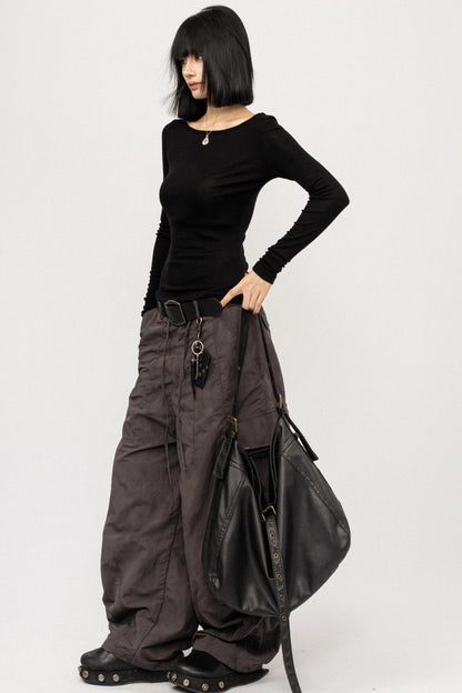 Black Straight Shoulder Top