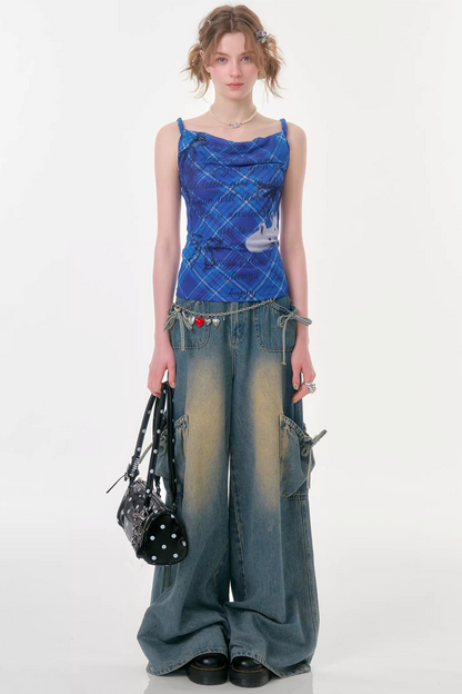 Klein Blue Plaid Swing Top