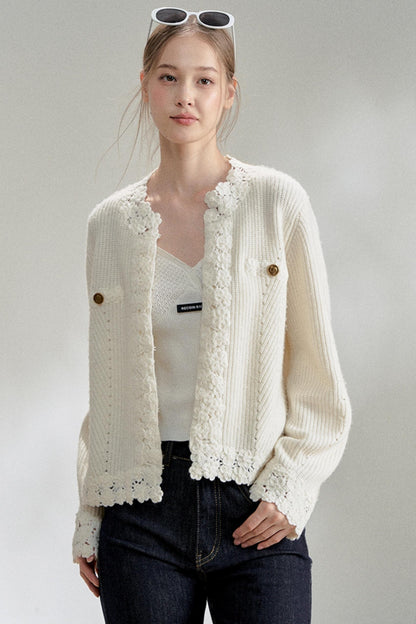 White Fragrance Knitted Cardigan