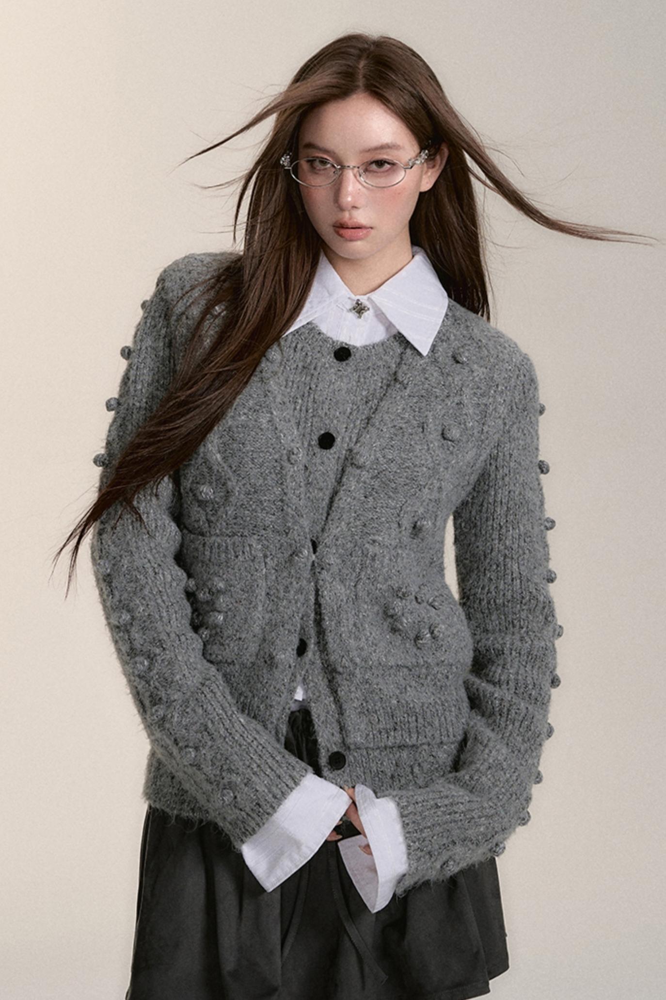 VIAPITTI Heavy Industries Thickened Sweater Cardigan + Vest Two-Piece Women's Autumn and Winter New Wool Fashion Suit