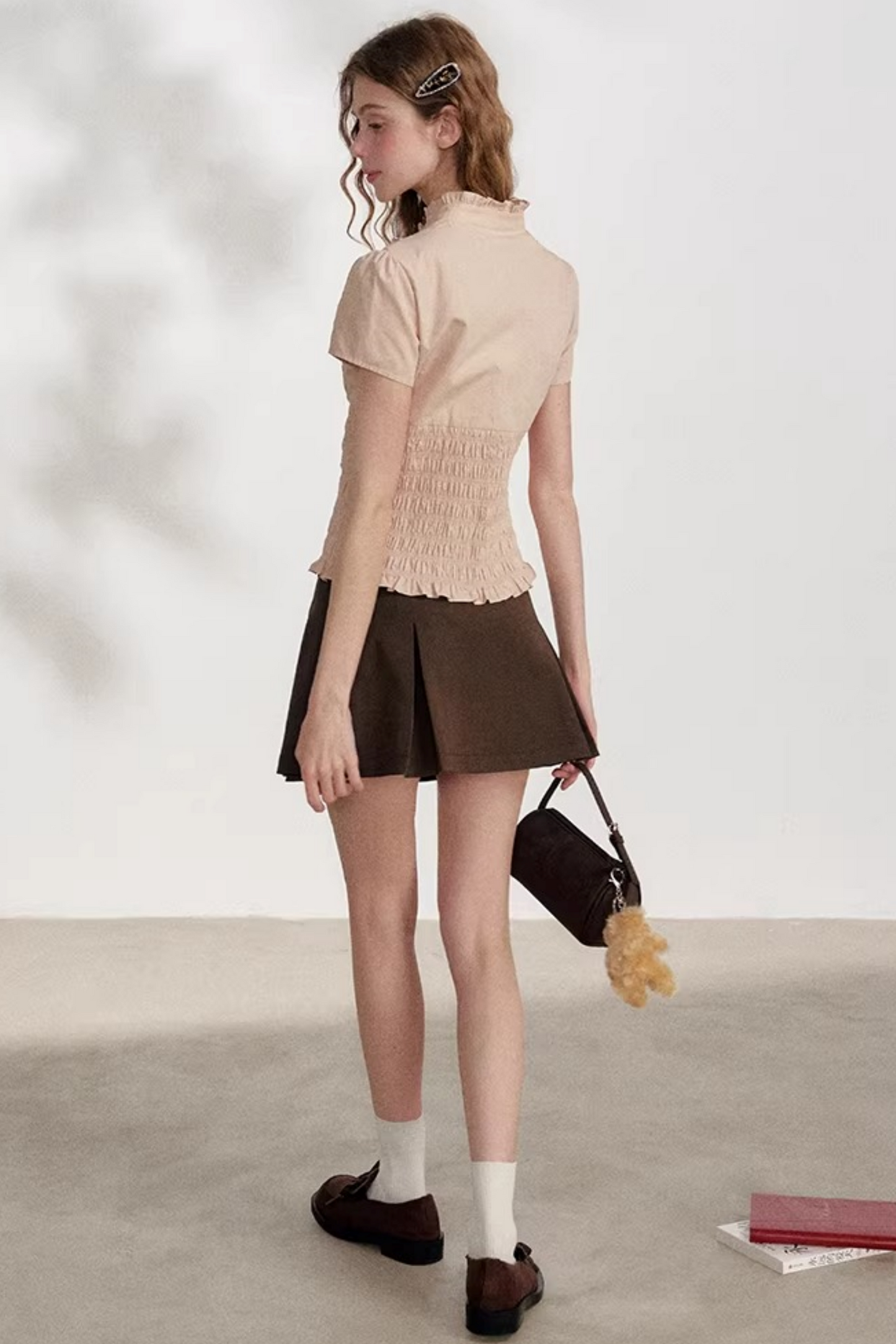 Pleated Lace Pink Blouse