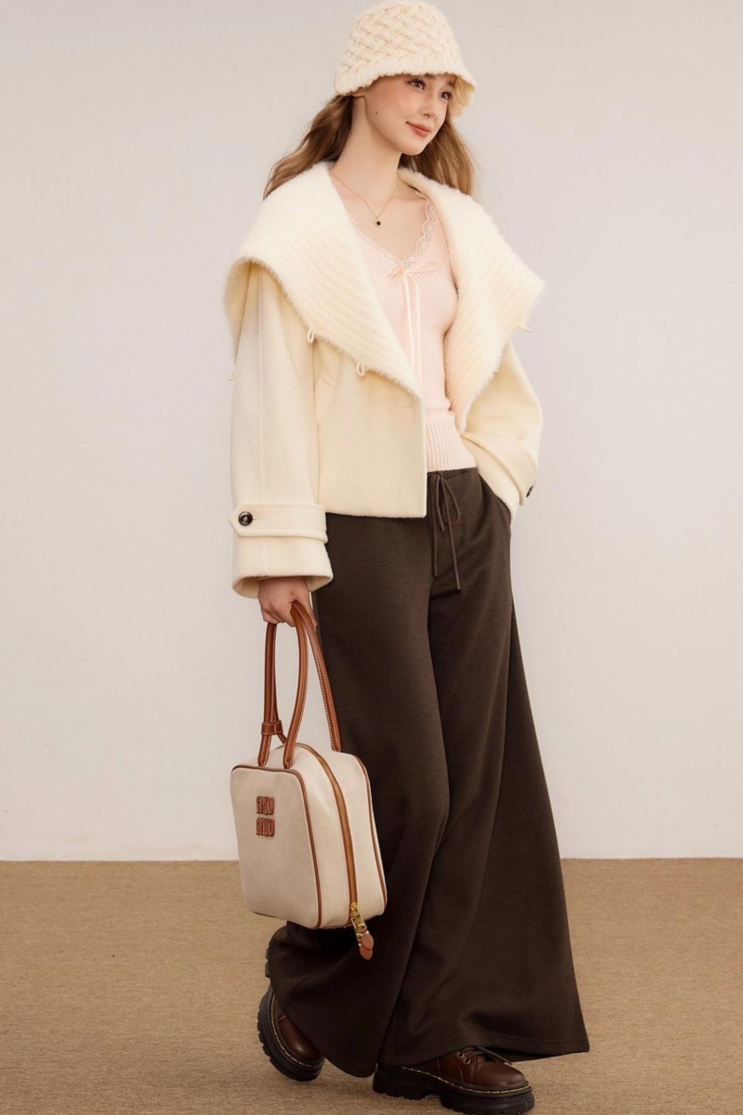 Wool Knit Wide-Leg Pants