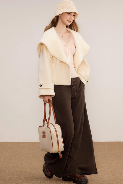 Wool Knit Wide-Leg Pants