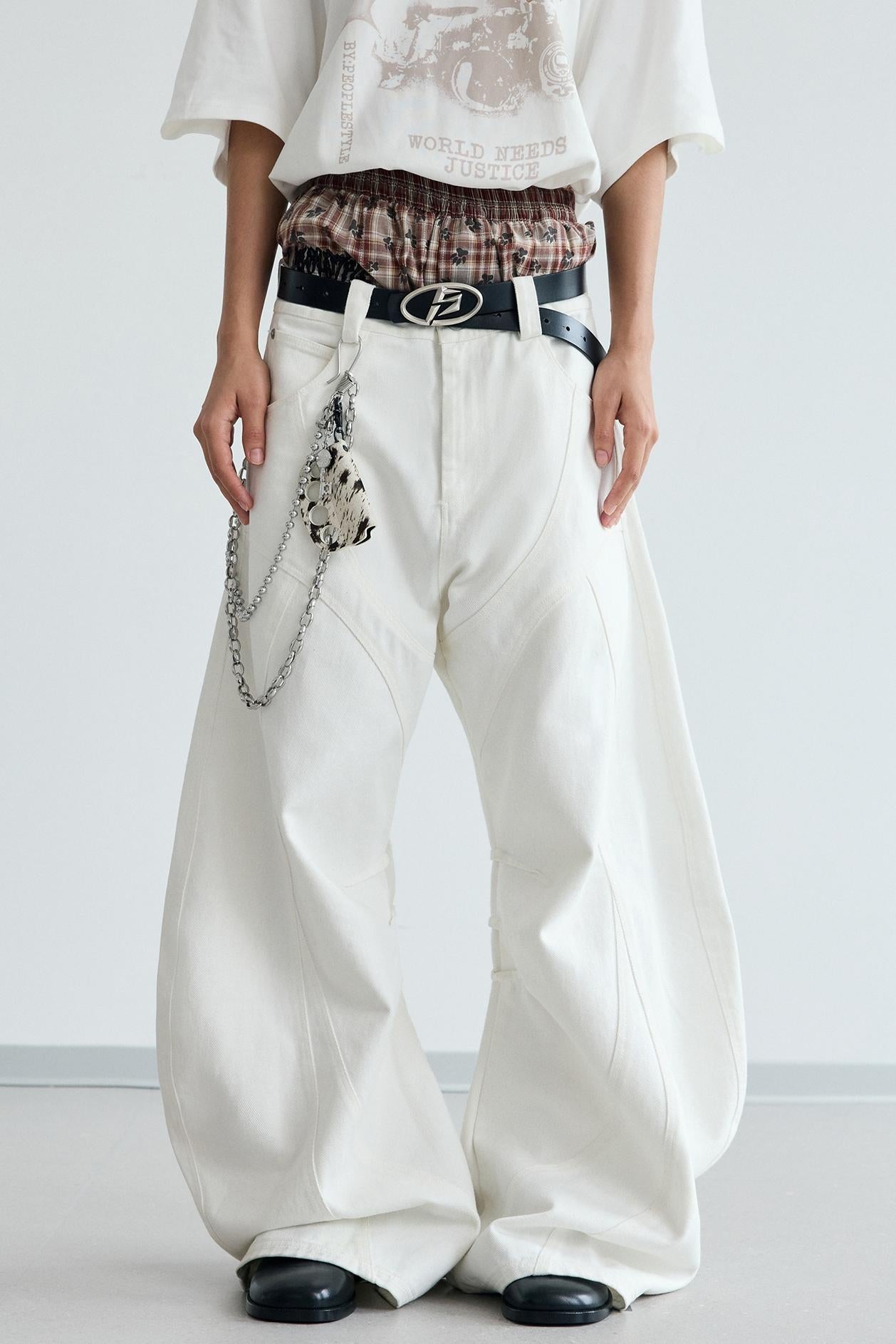 Frayed Wide-Leg Machete Jeans