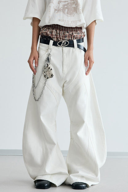 Frayed Wide-Leg Machete Jeans