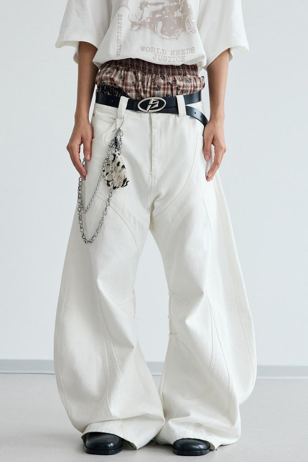 Frayed Wide-Leg Machete Jeans