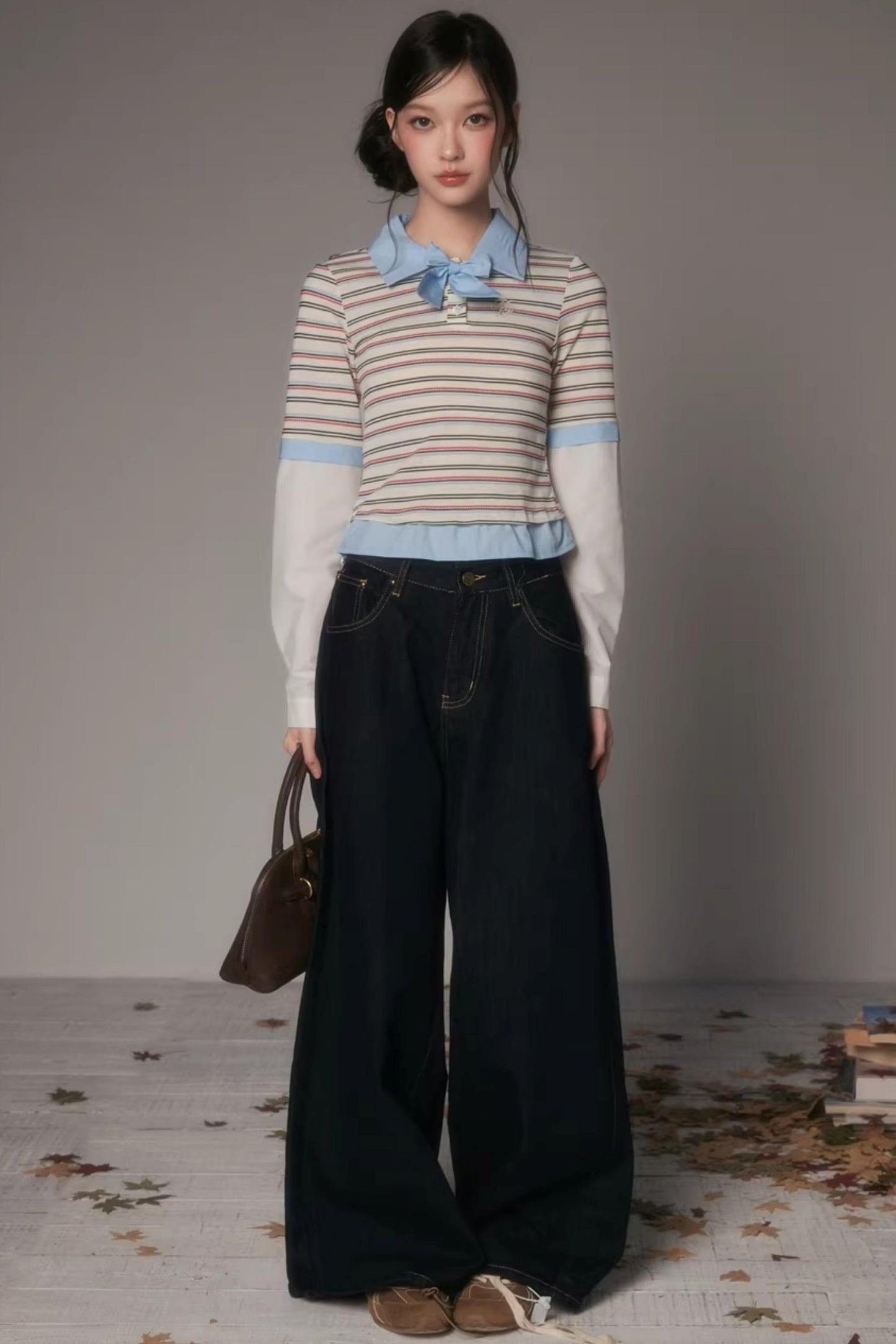 Patchwork Lapel Knit Sweater