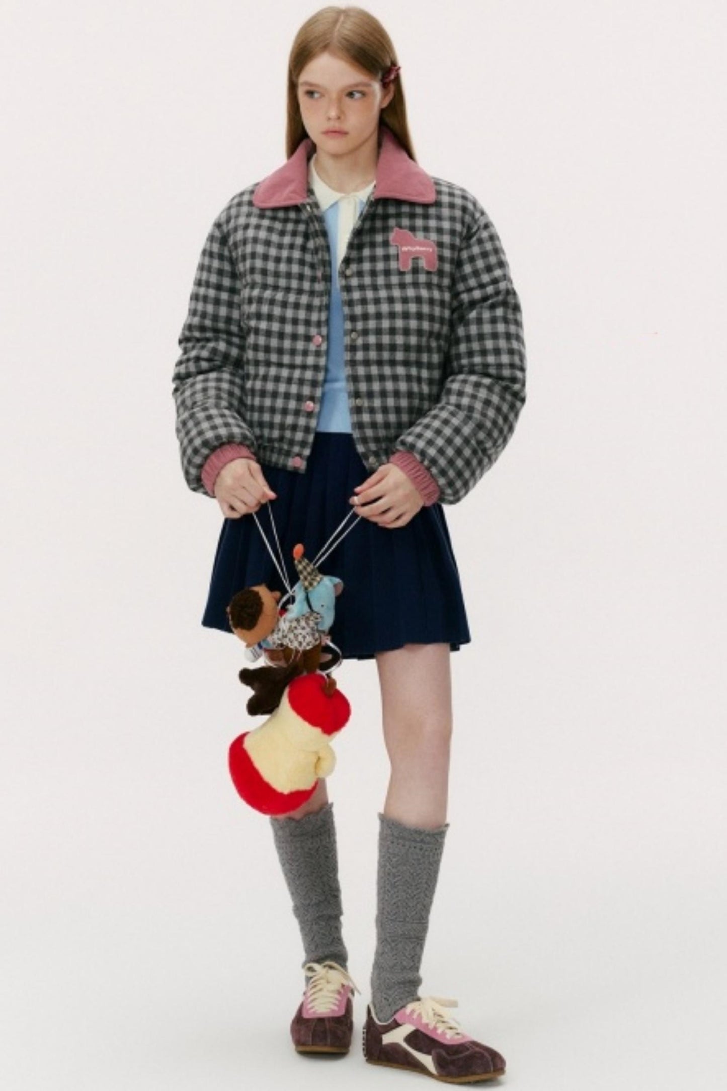 Contrast Plaid Bread Jacket