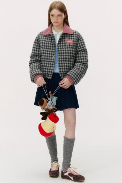 Contrast Plaid Bread Jacket